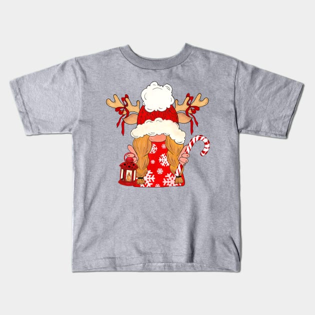 Christmas Gnome Kids T-Shirt by Designs by Ira